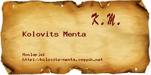 Kolovits Menta névjegykártya